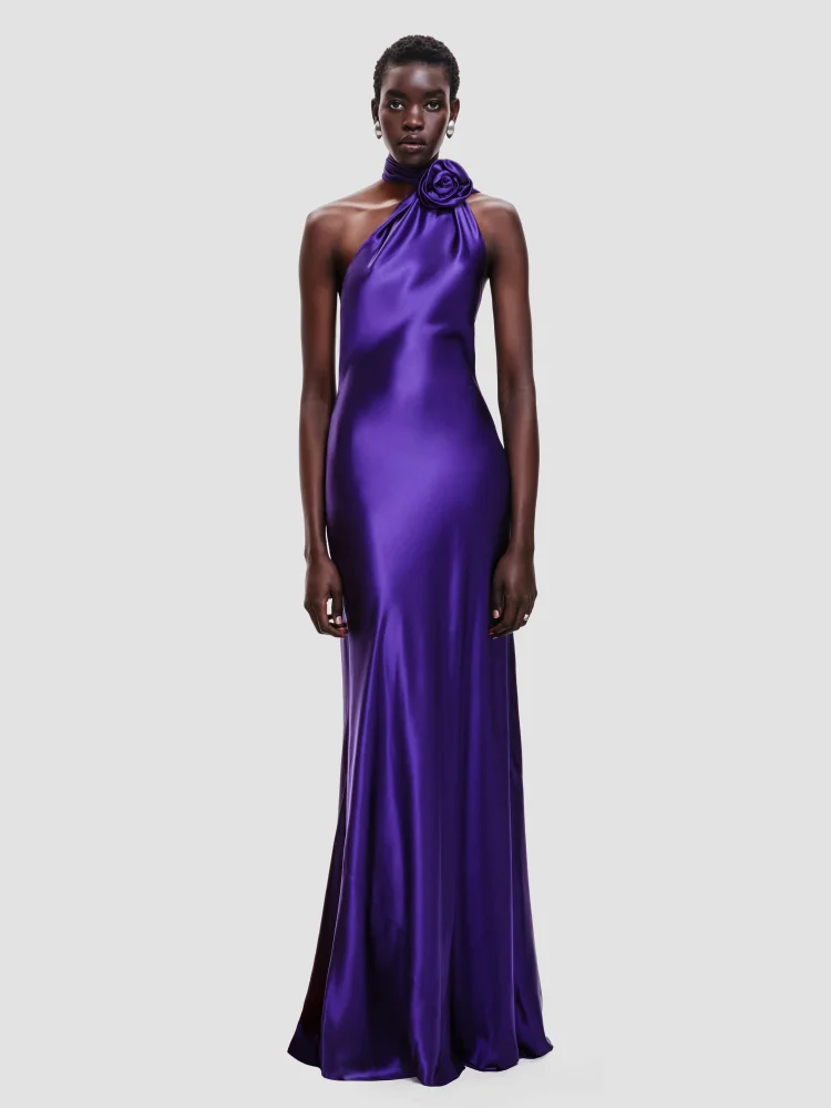 Royal Orchid Satin Gown